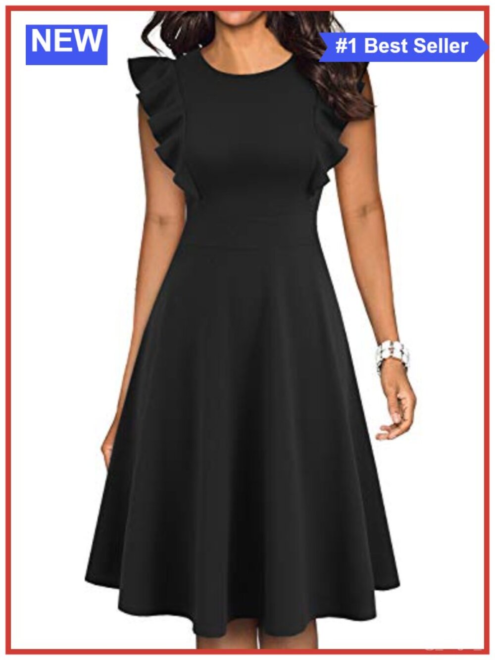YATHON Women's Vintage Ruffle Sleeve Floral A Line Cocktail Party Dress